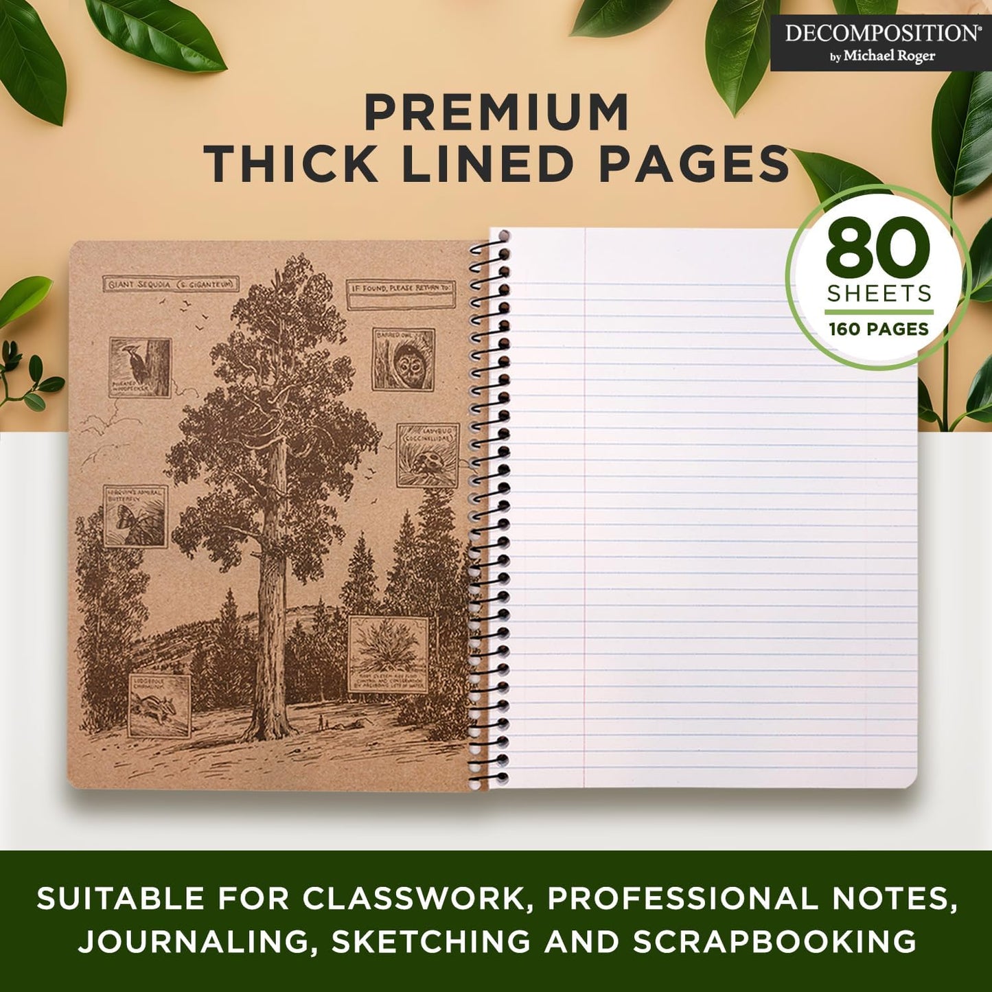 Decomposition Jellyfish College Ruled Spiral Notebook - 9.75 x 7.5 Journal with 160 Lined Pages - 100% Recycled Paper - Cute Notebooks for School Supplies, Home & Office - Made in USA