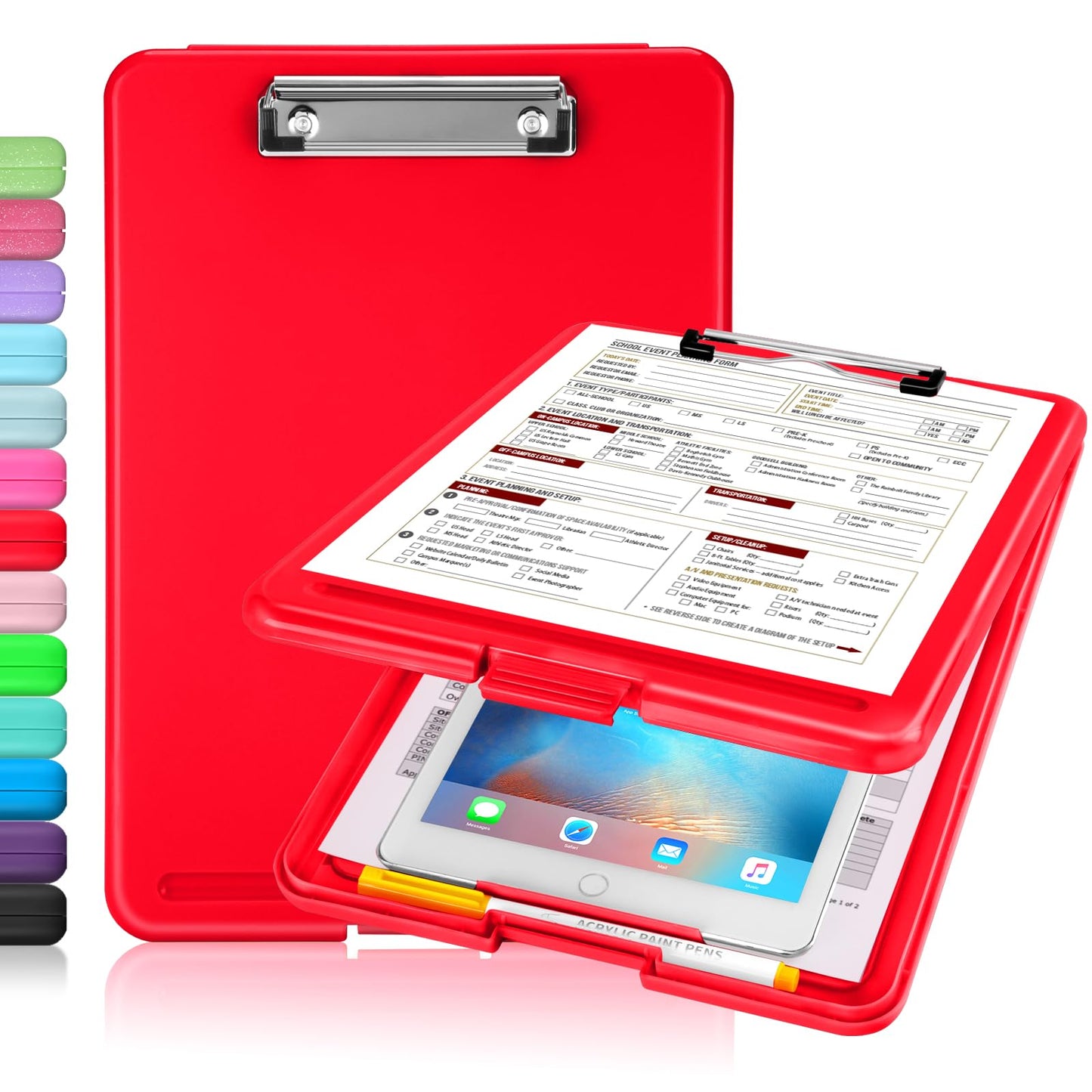 Sooez Clipboard with Storage, Plastic Nursing Clip Board, 8.5" x 11", Work | Sturdy Clipboards Foldable, Cute Hanging Clip Board Case, Teacher, Classroom Must Haves, Office School Supplies, Women & Men