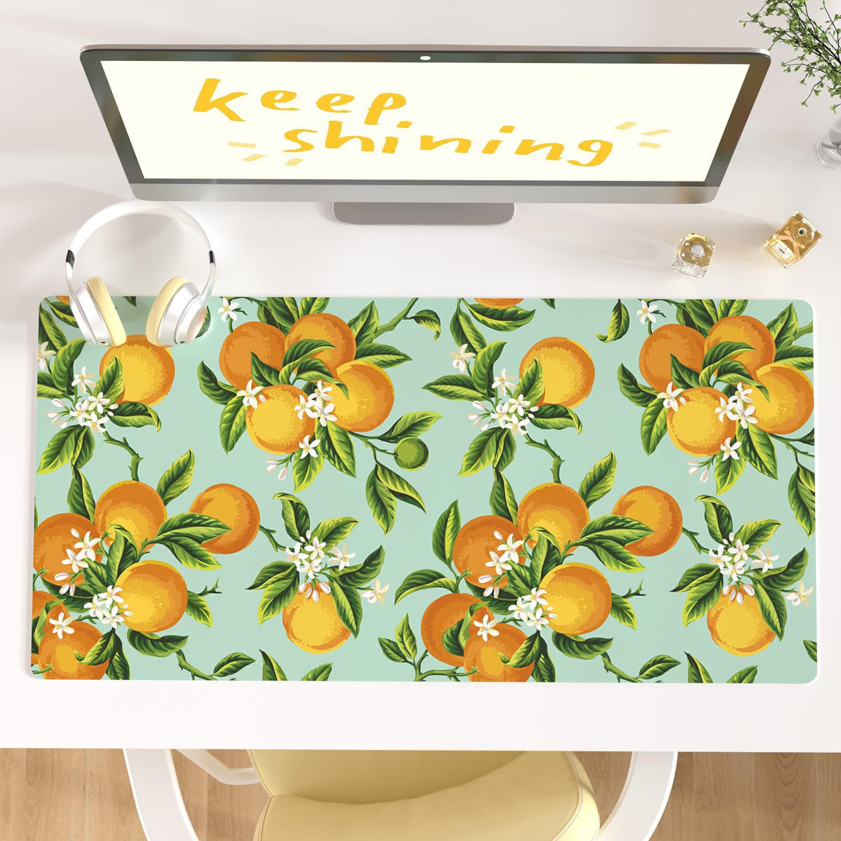 Faux Leather Large Mouse Pad, Office Desk Mat, 31.5"x15.7", Pink Floral | Desk Décor Accessories, Extended Size, Waterproof & Easy to Clean, Smooth Surface, Non Slip Desk Organization
