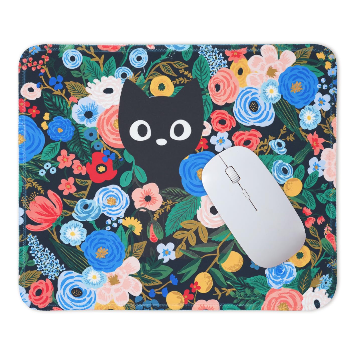Mouse Pad for Desk with Stitched Edge, Premium Cute Washable Mouse Pads. Computer Mousepad with Non-Slip Rubber Base, Mousepads for Laptop, 9.25x7.75x0.12 inch (Pink Stripes)
