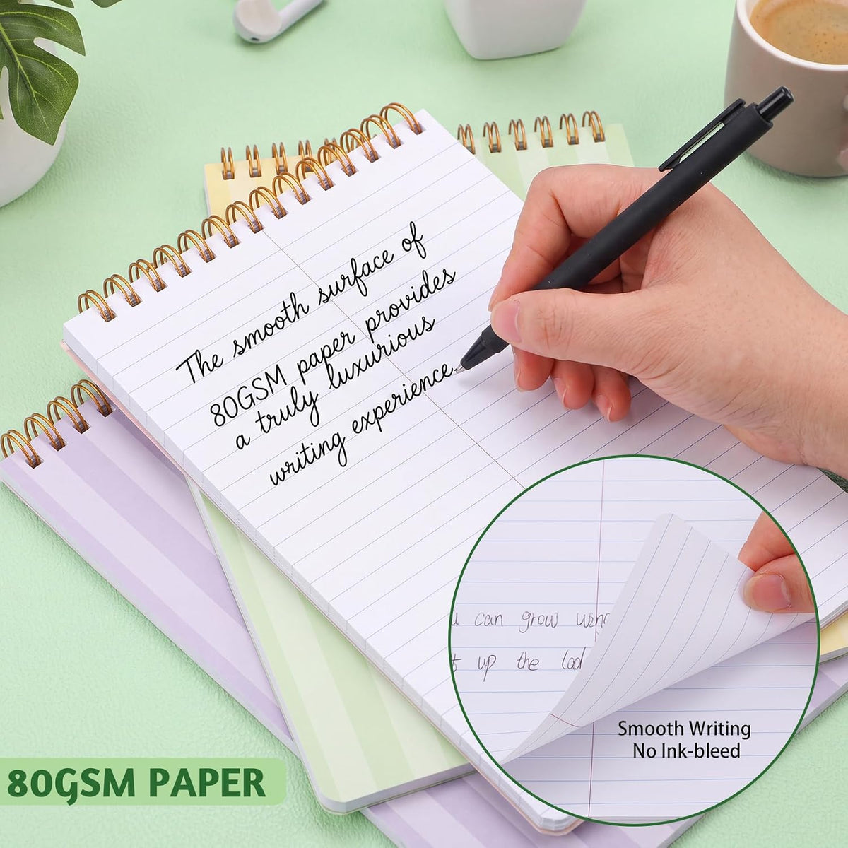 Thboxes 10 Pack 6 x 9 Steno Pads Top Spiral Notebook 5 Color Fruit Covers, White Paper with Double-sided Ruled Printing,80 Sheets Per Pad, for School, University, College, Work, Office.