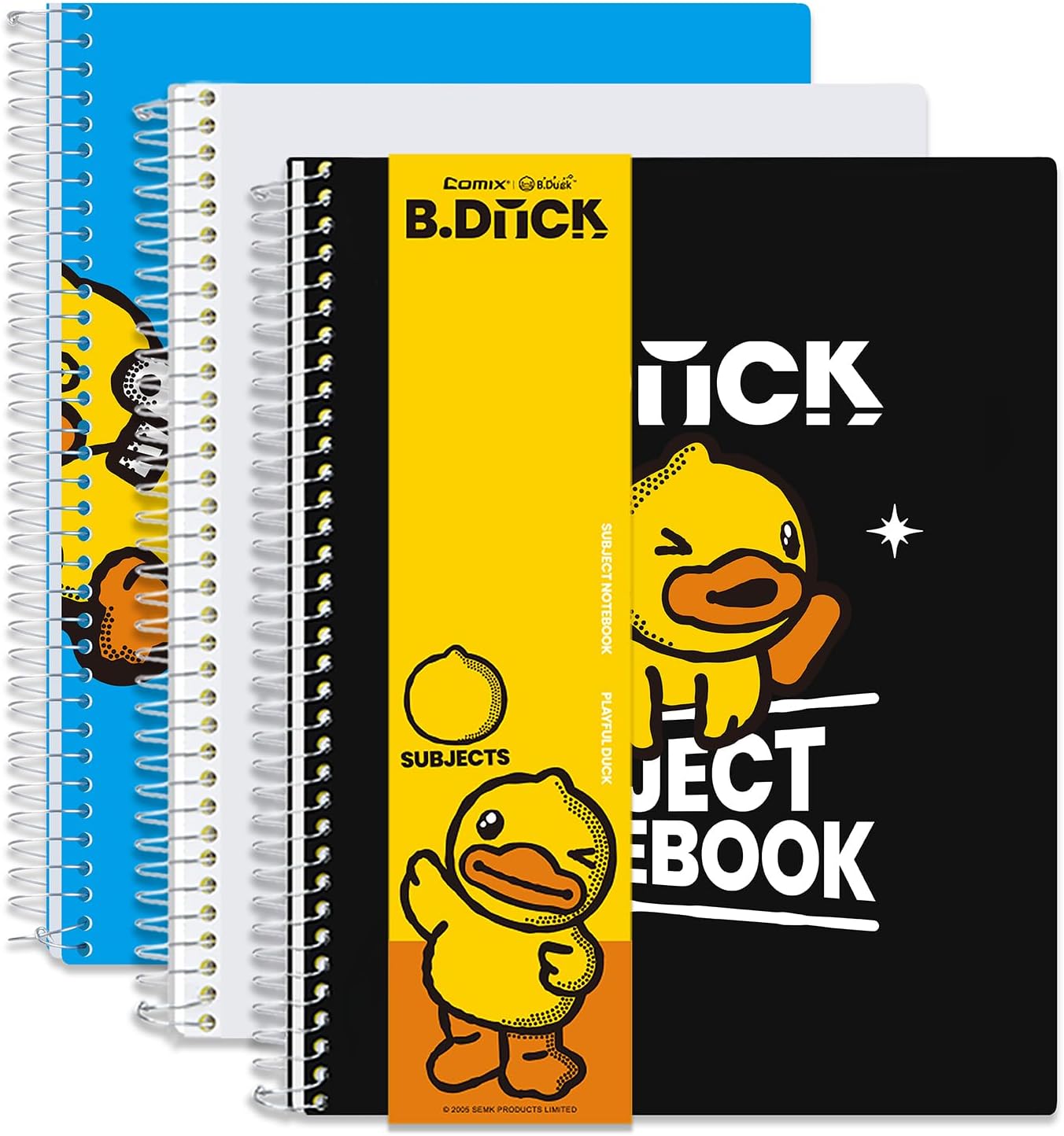 Comix Plastic Cover 1 Subject Notebook, Blue, White, Black | 70 Sheets, 8-1/2" x 11", College Ruled, 1 Divider, Office/School/Home