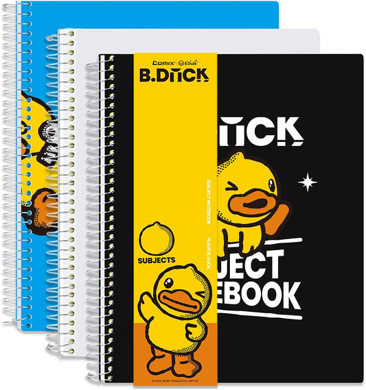 Comix Plastic Cover 1 Subject Notebook, Blue, White, Black | 70 Sheets, 8-1/2" x 11", College Ruled, 1 Divider, Office/School/Home