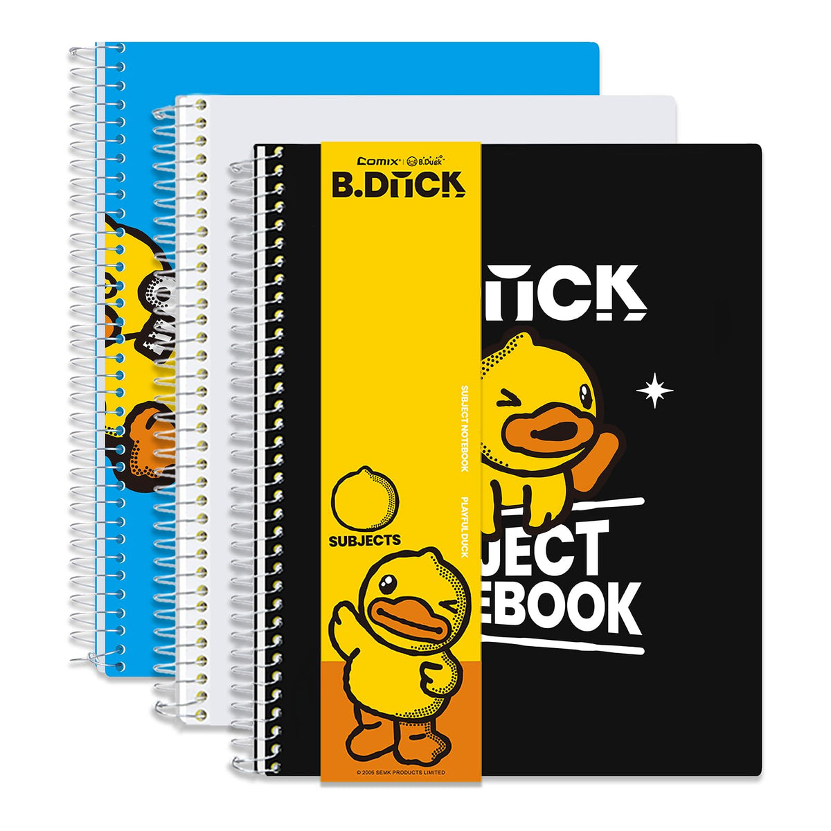 Comix 6-Pack 1 Subject Notebook with Plastic Cover, 70 Sheets 8.5" x 11" College Ruled Notebook with 1 Divider for Office/School/Home (Black,Blue,White,Green,Pink,Orange)