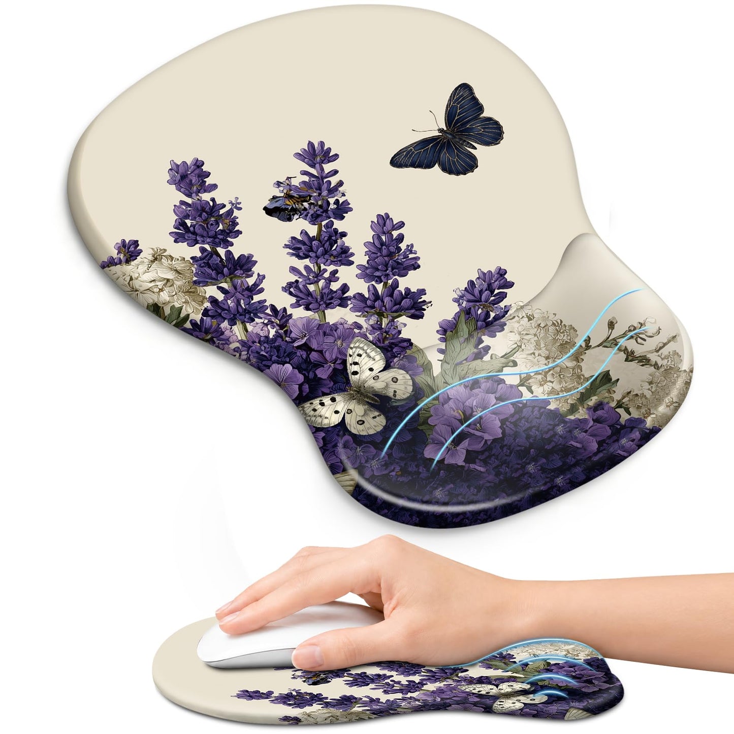 Ergonomic Mouse Pad with Wrist Rest, Gel Wrist Support, Black | 10.2 x 7.6 in Mouse Pad with Smooth Fabric Surface and Non-Slip Rubber Base for Office, Home, Study, and Gaming