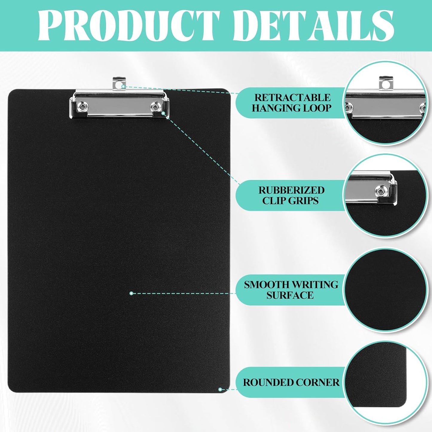 MIVIDE 30 Pack Black Clipboards, Black Plastic Clipboards Bulk, Plastic Office Clipboard 12.4 x 8.9 Inch Size Clipboard for Classroom, Teacher, Home, Office Supply