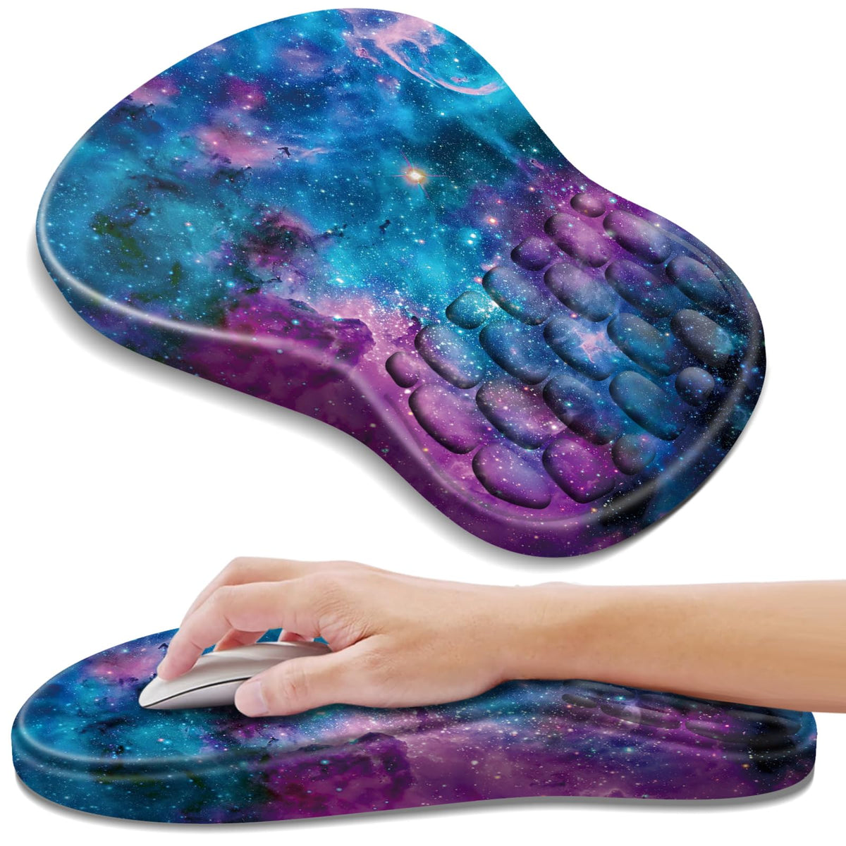 YIWEI Ergonomic Mouse Pad with Wrist Rest for Carpal Tunnel Pain Relief | Memory Foam Wrist Support,Non-Slip Rubber Base, Keyboard Computer Mousepad,Lycra Cloth Surface,Gaming Home Office,Black