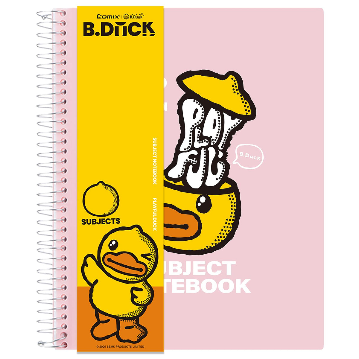 Comix 6-Pack 1 Subject Notebook with Plastic Cover, 70 Sheets 8.5" x 11" College Ruled Notebook with 1 Divider for Office/School/Home (Black,Blue,White,Green,Pink,Orange)