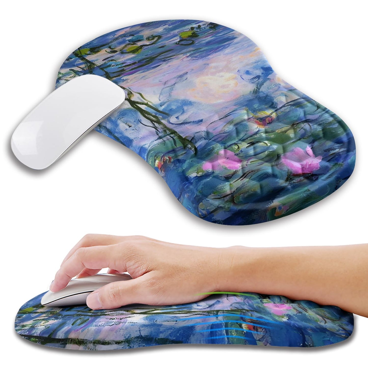 Ergonomic Mouse Pad Wrist Support with Memory Foam Massage Bulge, Carpal Tunnel Pain Relief Mousepad Wrist Rest for Mouse(12x8 inch, Black)