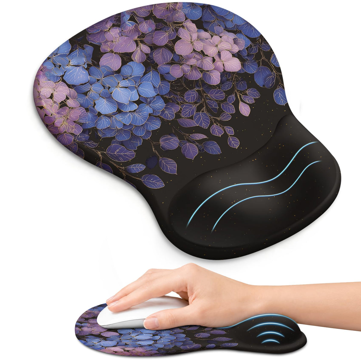 Ergonomic Mouse Pad with Wrist Rest, Gel Wrist Support, Black | 10.2 x 7.6 in Mouse Pad with Smooth Fabric Surface and Non-Slip Rubber Base for Office, Home, Study, and Gaming
