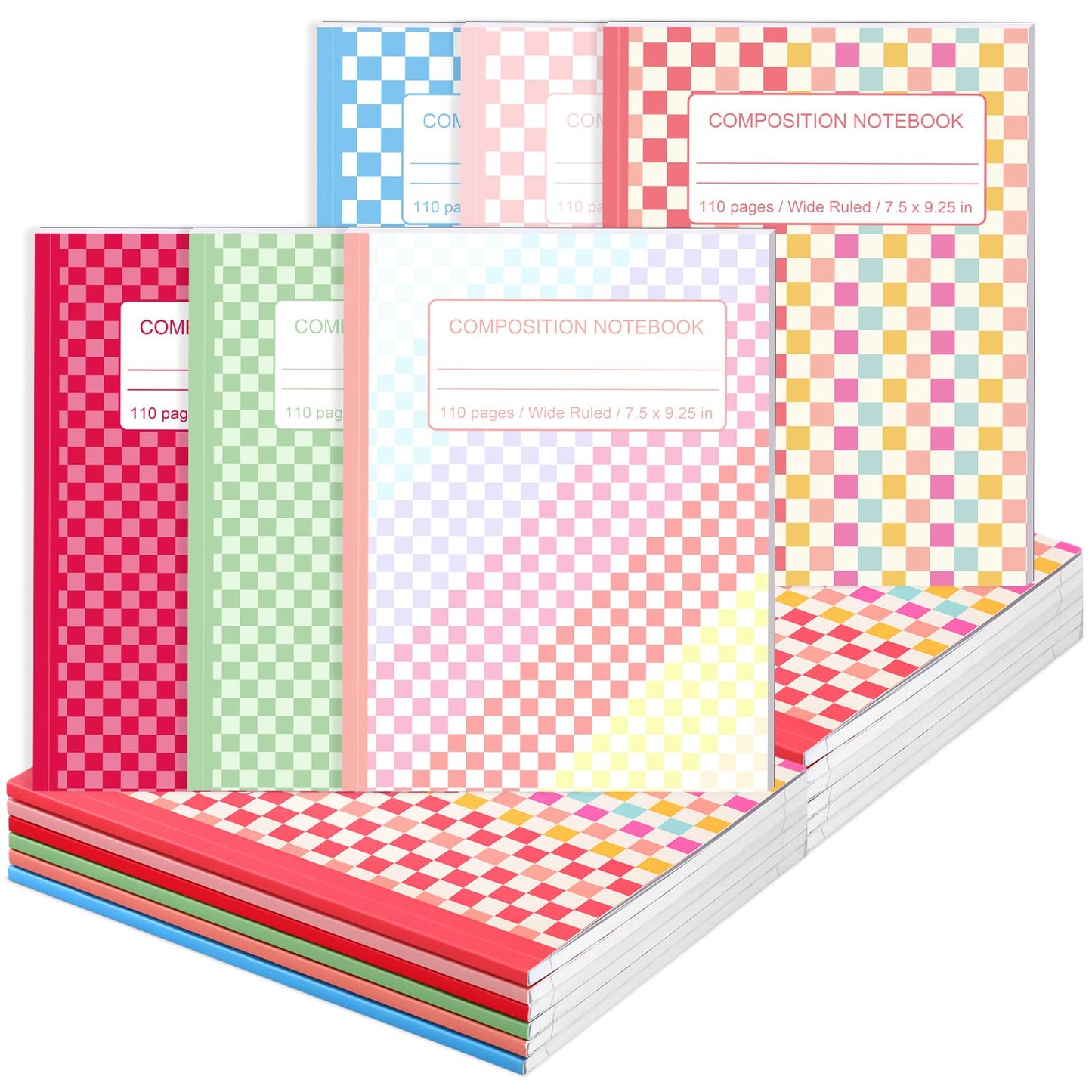 Fullhawl 6 Pack Pink Composition Notebook College Ruled | Back to School Supplies 110 Pages Note Taking, 9-3/4 x 7-1/2"Inch Size, Preppy Aesthetic Design, Cute Journal Office Use