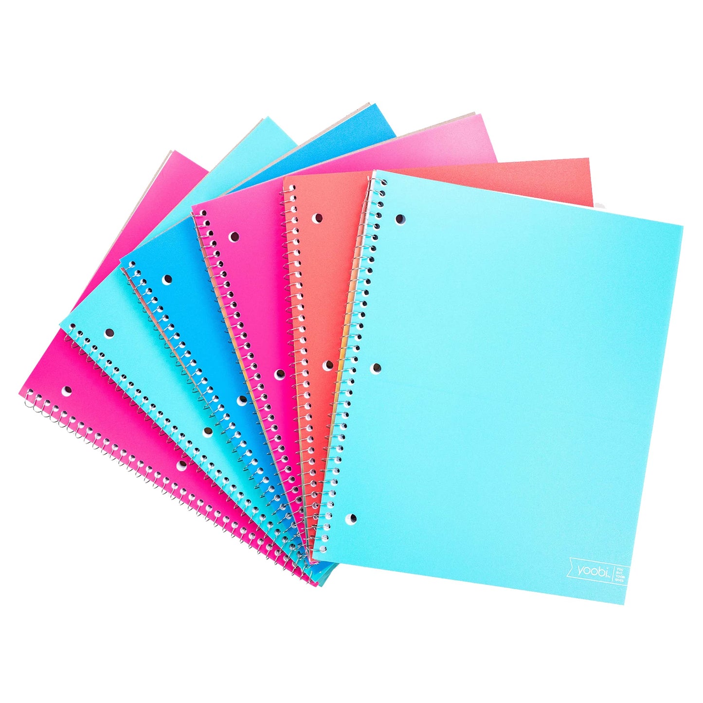 Yoobi x Barbie College Ruled Spiral Notebooks, 3-Pack, 100 Sheets | 3-Hole Punched Sheets, Perforated Pages, 100–150 Sheets, Multi-Pack (3-Pack or 6-Pack), Fun Prints & Designs