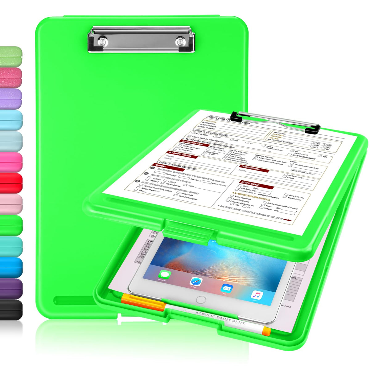Sooez Clipboard with Storage, Plastic Nursing Clip Board, 8.5" x 11", Work | Sturdy Clipboards Foldable, Cute Hanging Clip Board Case, Teacher, Classroom Must Haves, Office School Supplies, Women & Men
