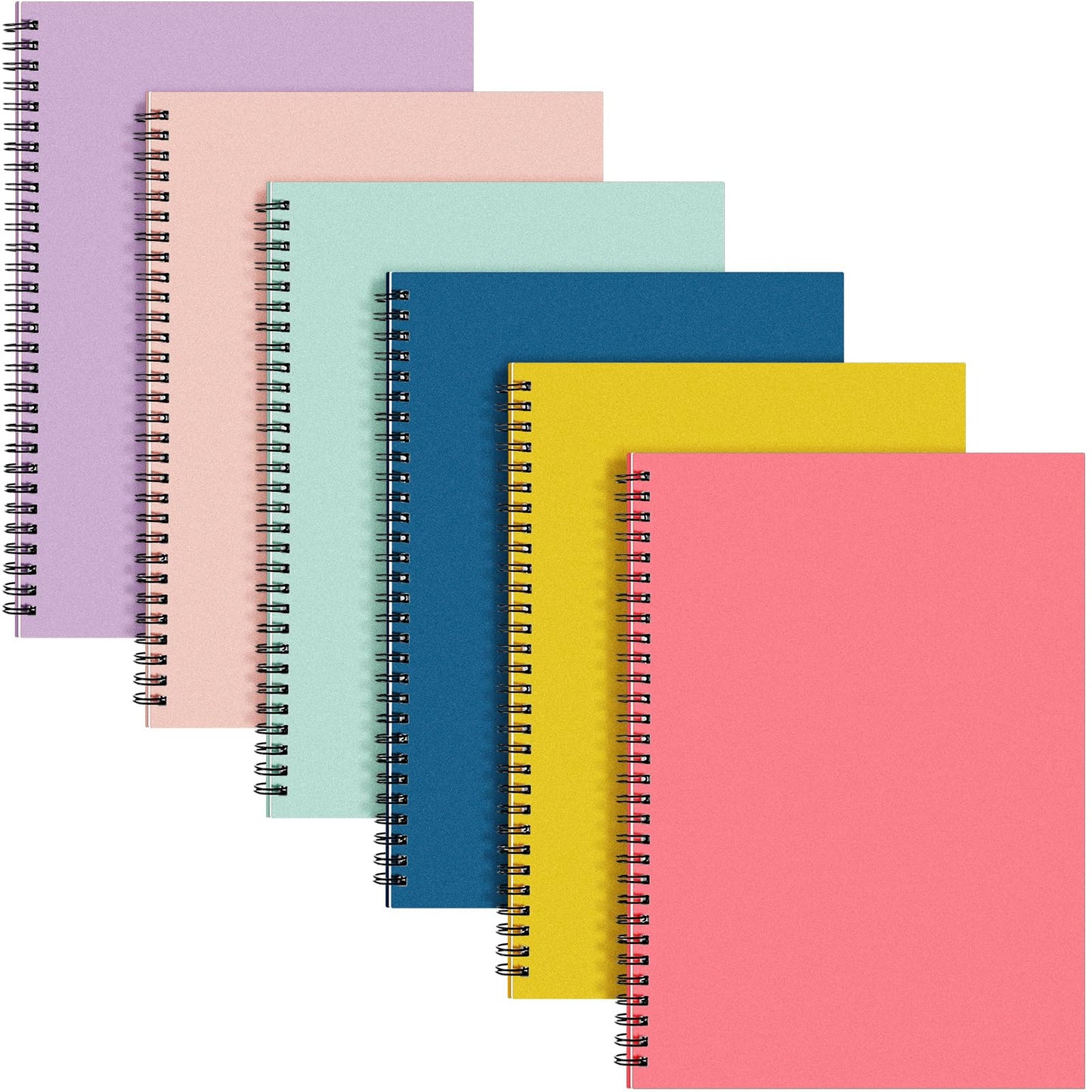 6 Pack Spiral Notebook 10.5x7.45 Notebook,Fresh,Morandi | B5 Spiral College Ruled Notebook,140 Page Journal, Writing Kraft Cover Lined Notepad for Office School Journaling