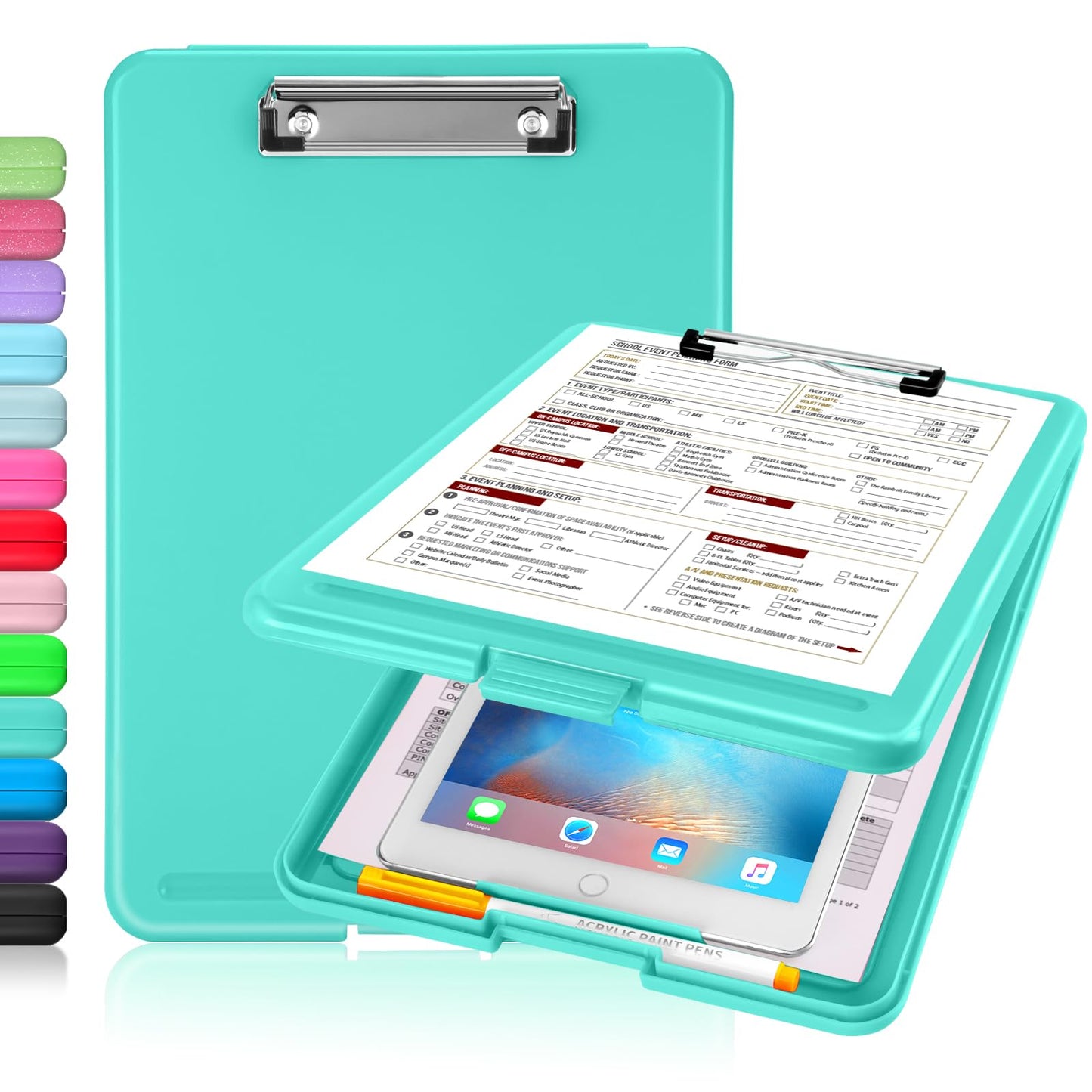 Sooez Clipboard with Storage, Plastic Nursing Clip Board, 8.5" x 11", Work | Sturdy Clipboards Foldable, Cute Hanging Clip Board Case, Teacher, Classroom Must Haves, Office School Supplies, Women & Men