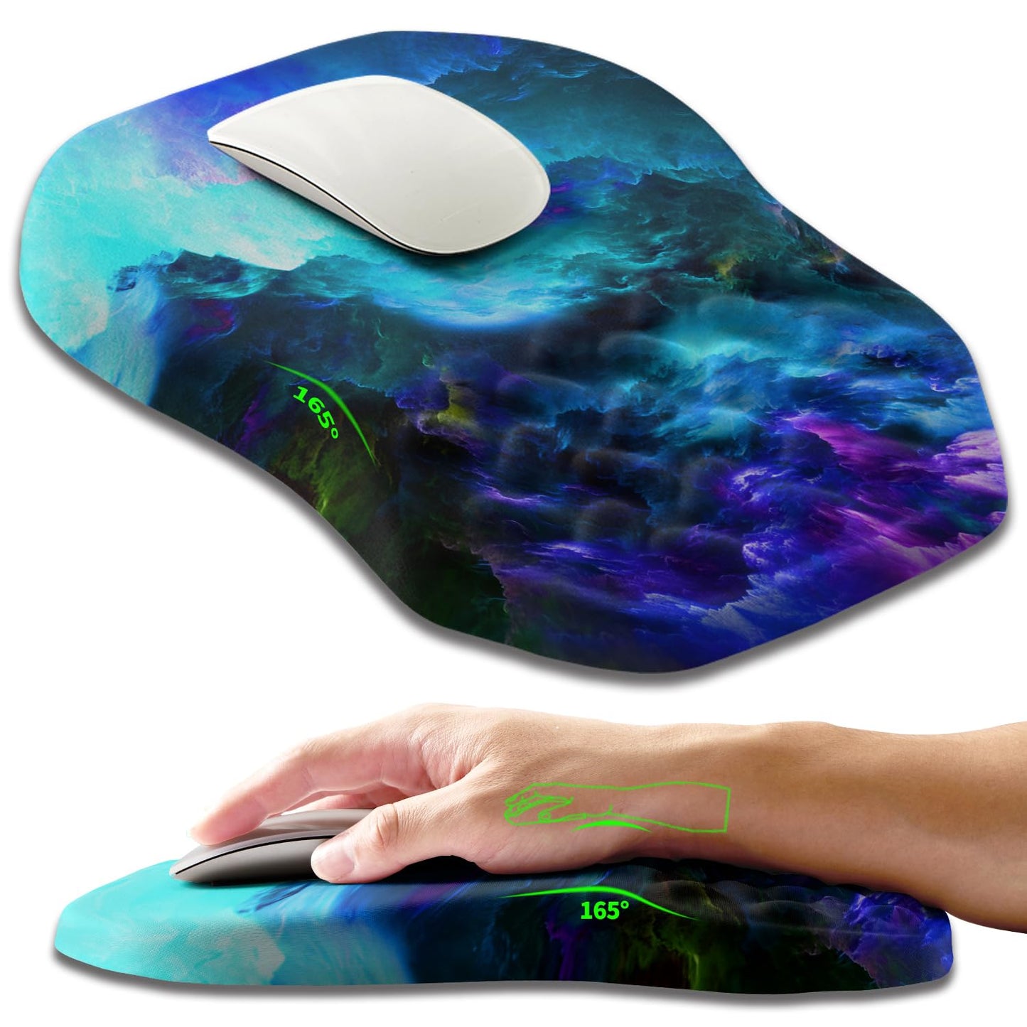 Ergonomic Slope Mouse Pad Wrist Support, Wrist Rest Mousepad for Carpal Tunnel Pain Relief with Massage Bulge and Slow Rebound Memory Foam (12x8 inch, Black)