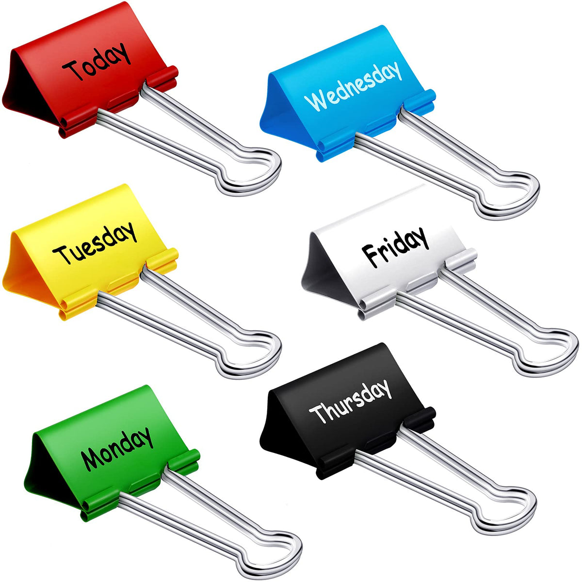 Tenare 6 Pack 2 Inch Teacher Binder Clips, Classroom Paper Organizer | Includes To Be Graded, Make Copies, Graded, Send Home, For Volunteer and To Be Filed for Classroom Management Paper Sorting