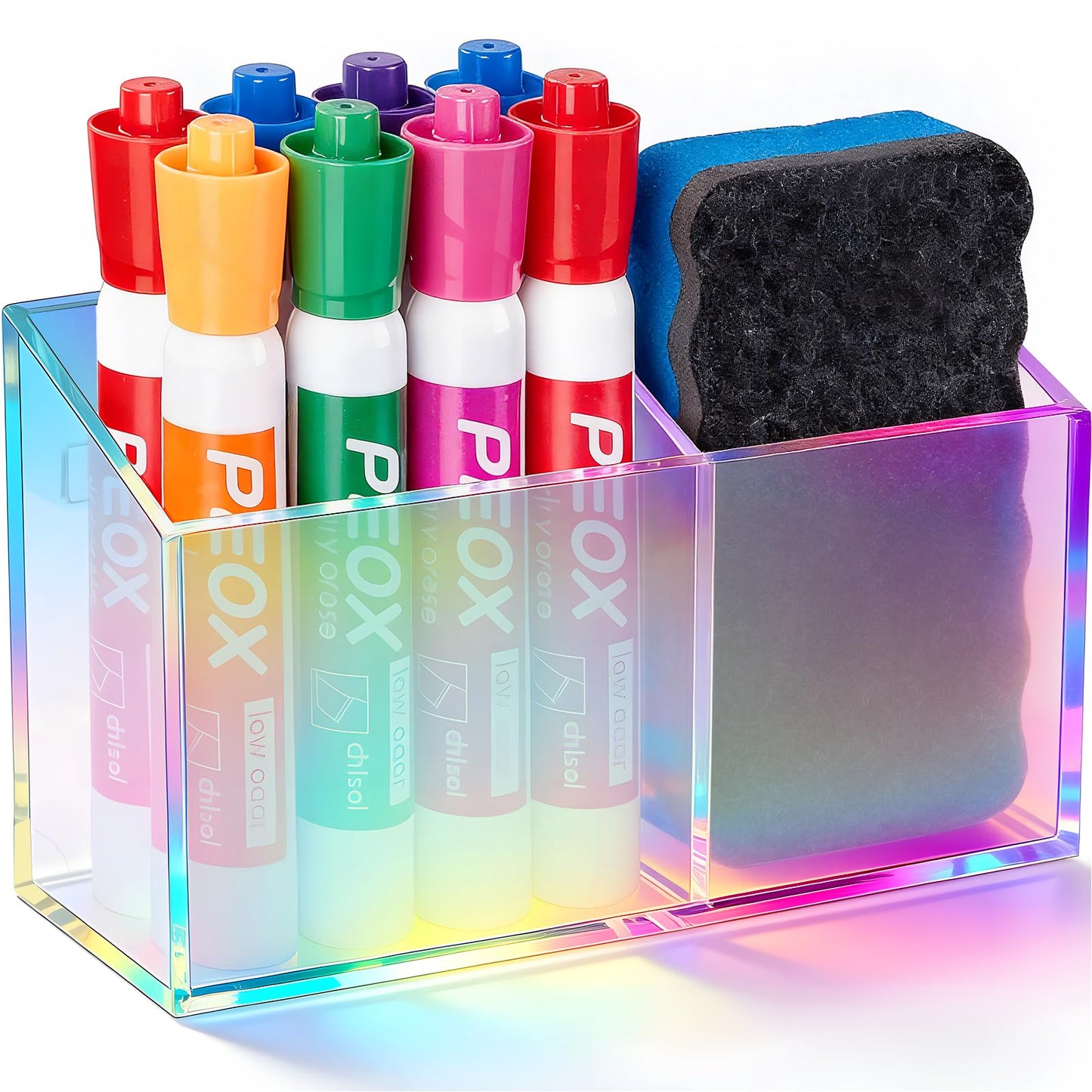 BEYGORM Magnetic Dry Erase Marker Holder for Whiteboard & Refrigerator | Non-slip Acrylic Pen Holder for Classroom, Fridge Magnet, Locker Organizer Accessories, Teacher & School Supplies(Clear)