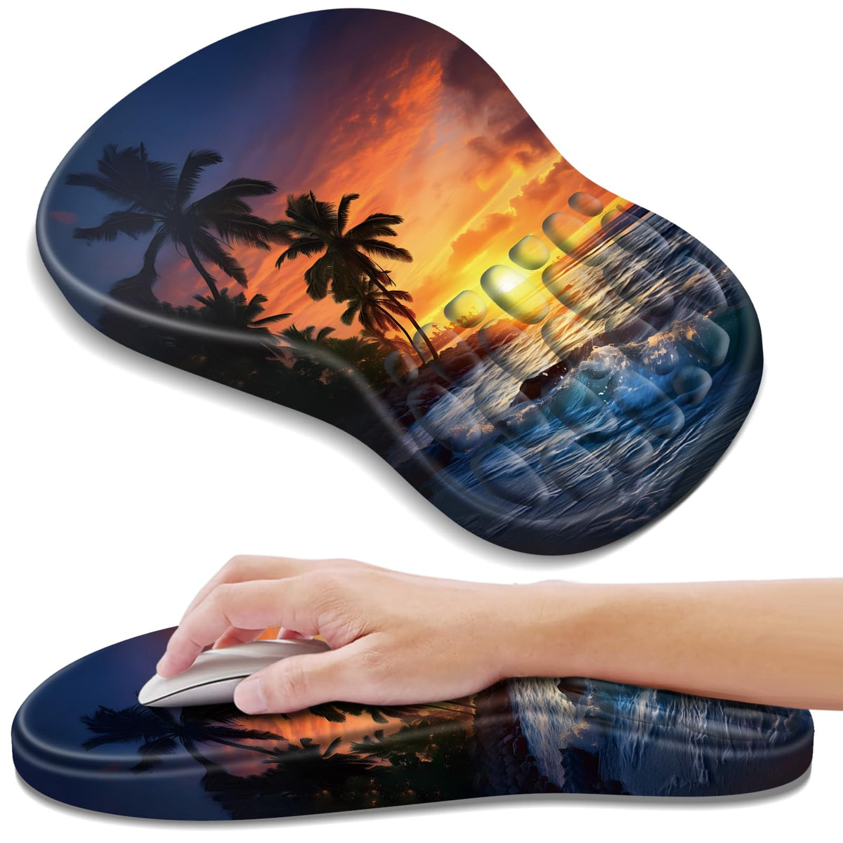YIWEI Ergonomic Mouse Pad with Wrist Rest for Carpal Tunnel Pain Relief | Memory Foam Wrist Support,Non-Slip Rubber Base, Keyboard Computer Mousepad,Lycra Cloth Surface,Gaming Home Office,Black