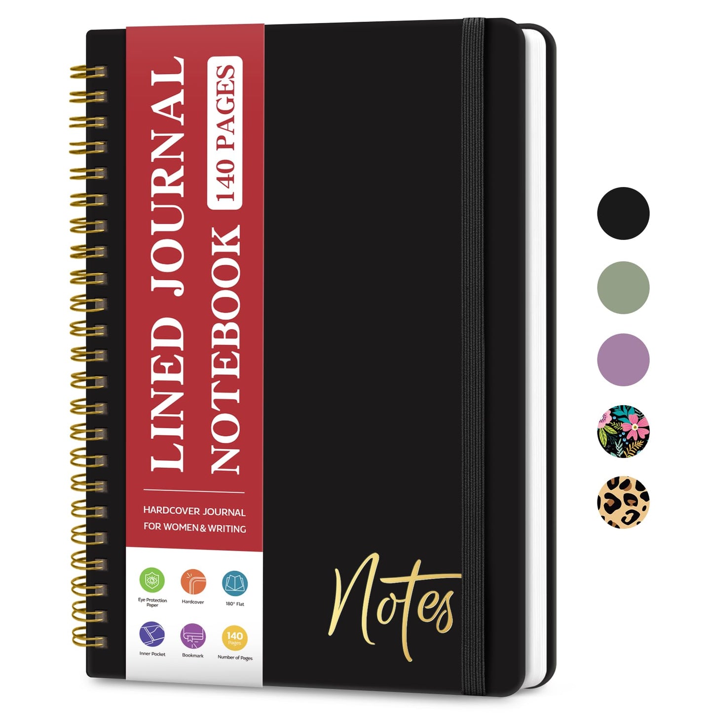 ZOTIA Lined Spiral Notebook for Work Hardcover Spiral Journal College Ruled | Purple, 5.7" x 7.9" Spiral Journals for Writing, Work Notebooks, Note taking and Office School Supplies, 140 Pages