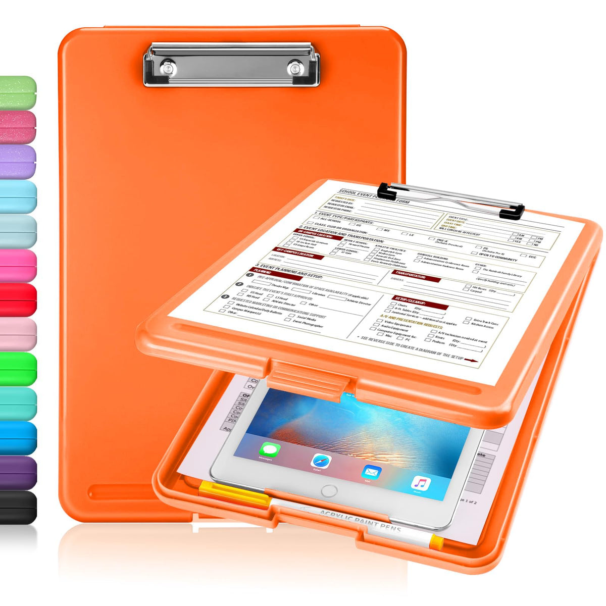 Sooez Clipboard with Storage, Plastic Nursing Clip Board, 8.5" x 11", Work | Sturdy Clipboards Foldable, Cute Hanging Clip Board Case, Teacher, Classroom Must Haves, Office School Supplies, Women & Men