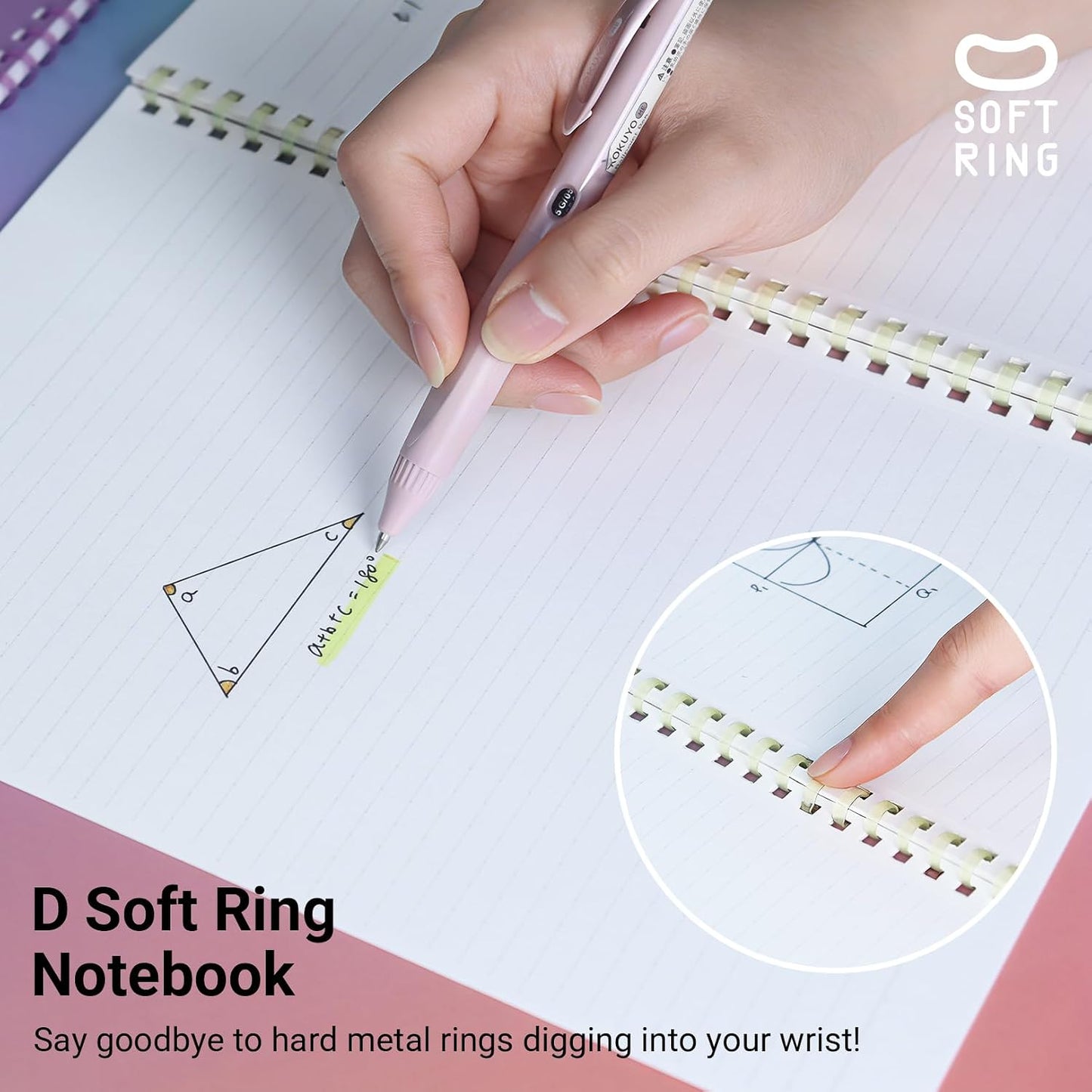 KOKUYO Spiral Lined Notebook, 5 Pack 10'' x 7'' Pastel Journal B5 Campus Soft Ring Notebooks with Dot 6 mm Ruled, 40 Sheets, 1 Subject Notebook, Note Taking for School (SU-S111BT)