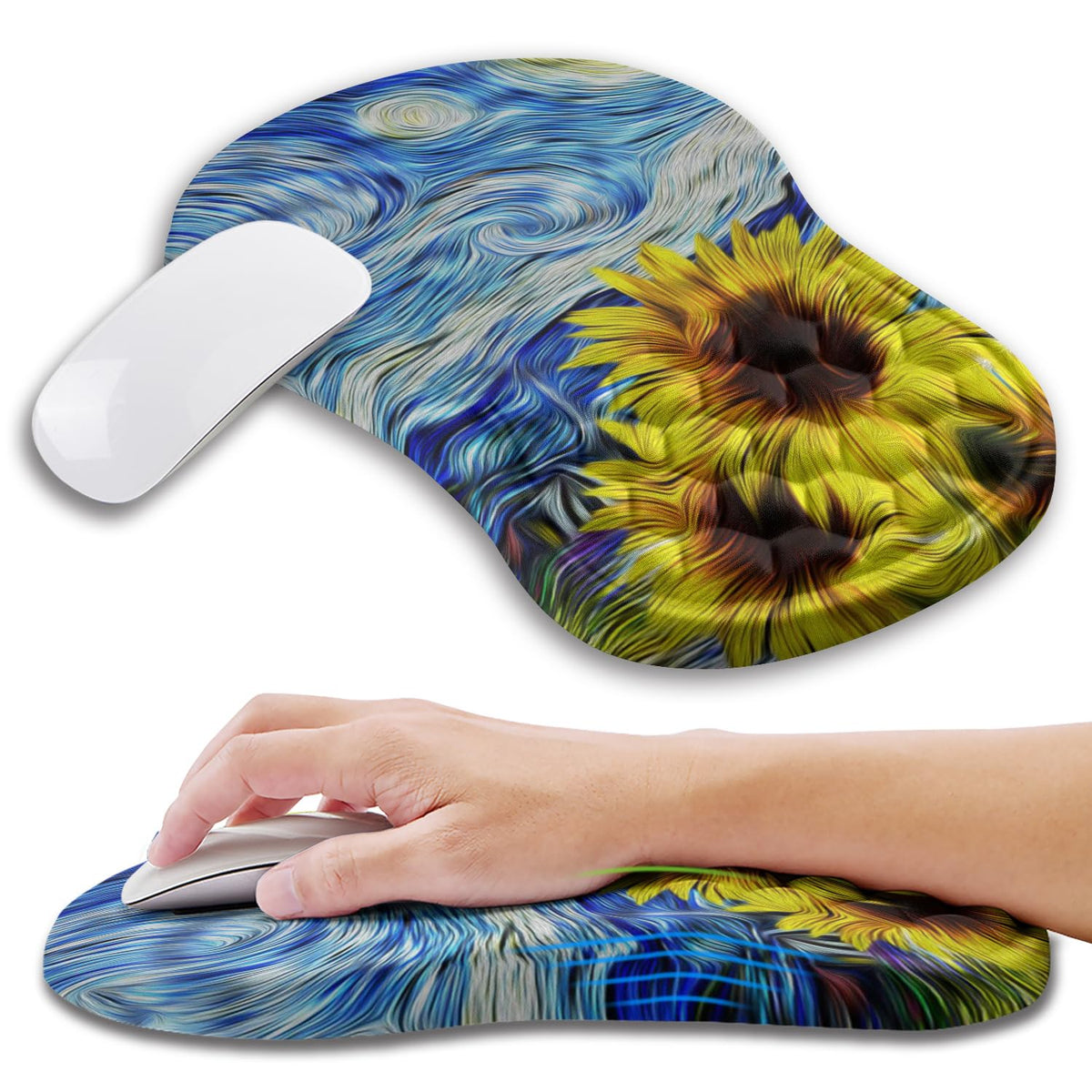 Ergonomic Mouse Pad Wrist Support with Memory Foam Massage Bulge, Carpal Tunnel Pain Relief Mousepad Wrist Rest for Mouse(12x8 inch, Black)
