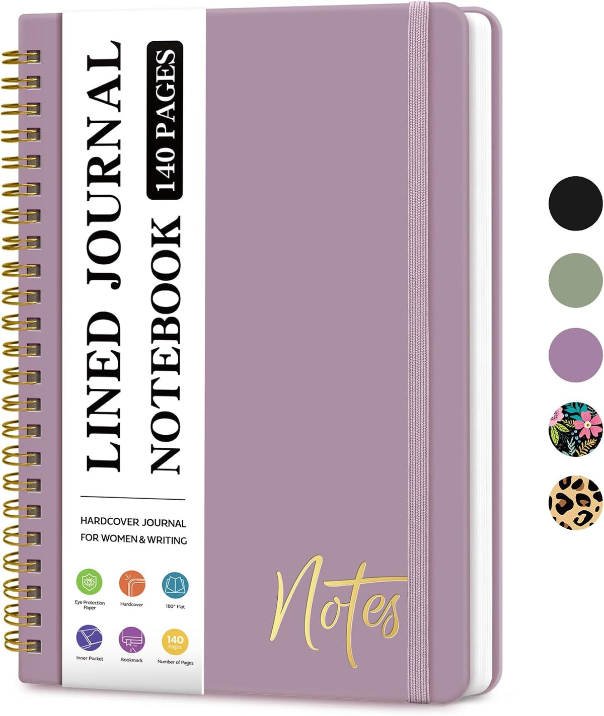 ZOTIA Lined Spiral Notebook for Work Hardcover Spiral Journal College Ruled | Purple, 5.7" x 7.9" Spiral Journals for Writing, Work Notebooks, Note taking and Office School Supplies, 140 Pages