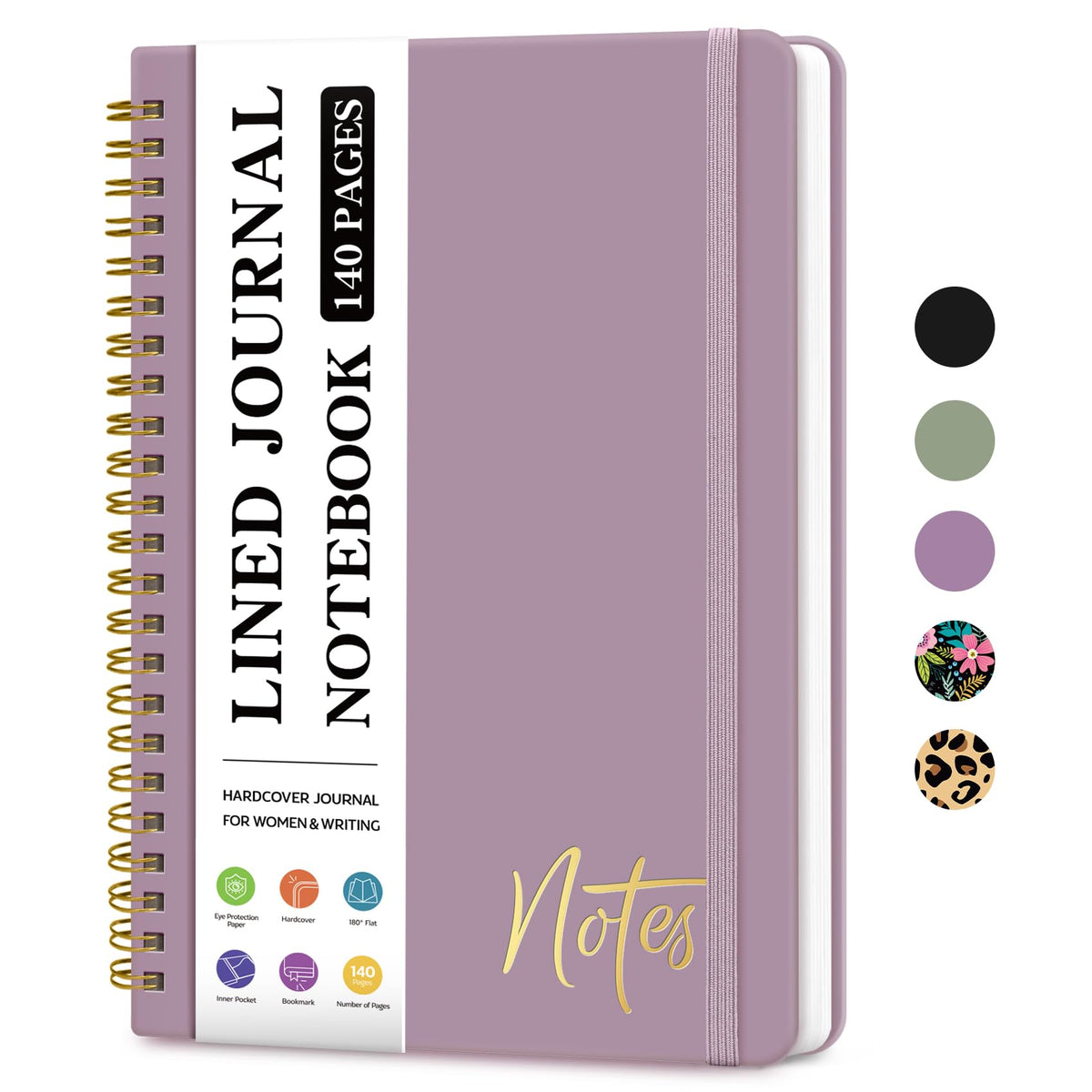 ZOTIA Lined Spiral Notebook for Work Hardcover Spiral Journal College Ruled | Purple, 5.7" x 7.9" Spiral Journals for Writing, Work Notebooks, Note taking and Office School Supplies, 140 Pages