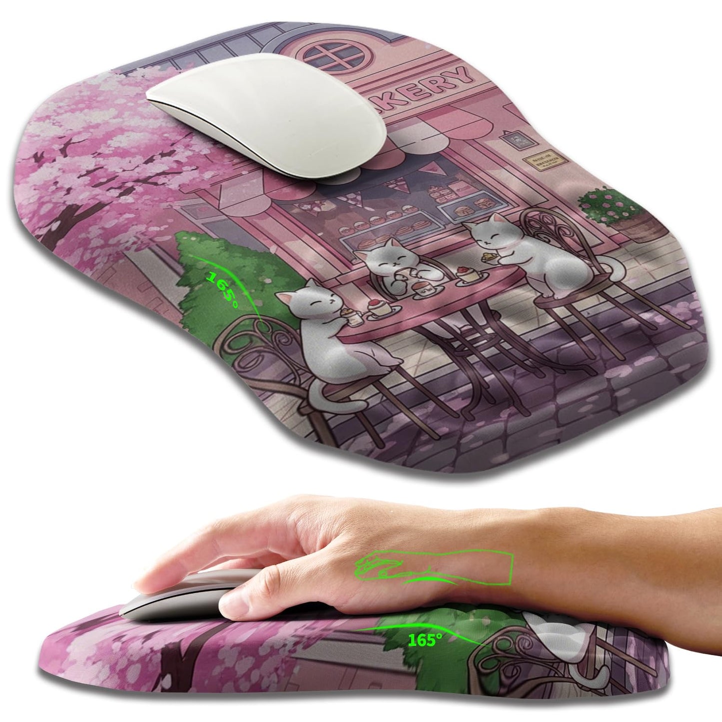 Ergonomic Slope Mouse Pad Wrist Support, Wrist Rest Mousepad for Carpal Tunnel Pain Relief with Massage Bulge and Slow Rebound Memory Foam (12x8 inch, Black)