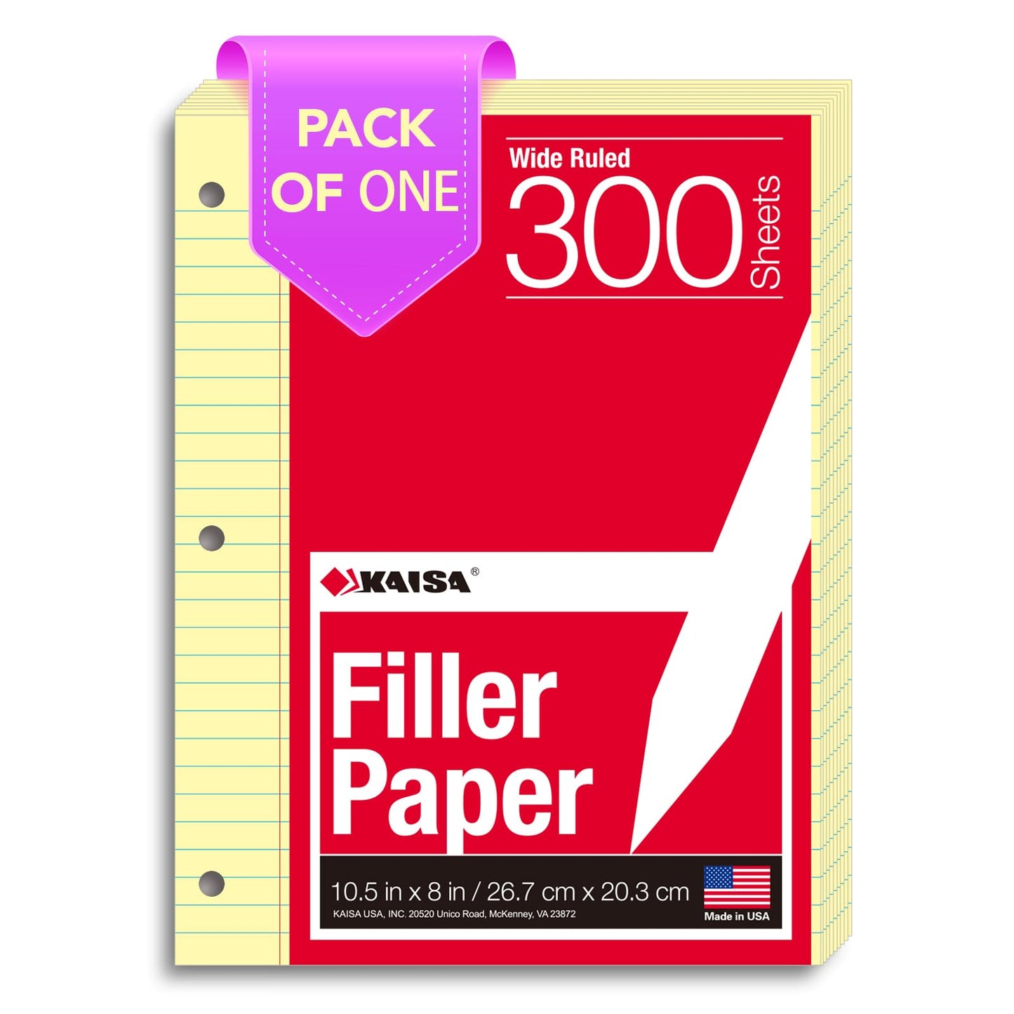 Kaisa Graph Paper Filler Paper USA-Made Bulk Wholesale Available 3 Pack 4x4 Quad Rule 3-Hole Punched Loose Leaf Paper 8x10.5 Filler Paper for 3-Ring Binder, 150 Sheets/Pack