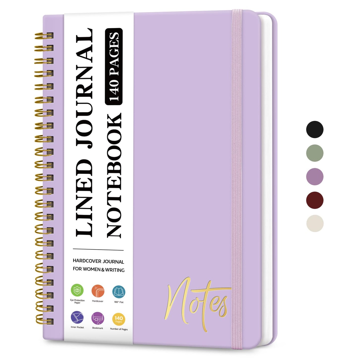 ZOTIA Lined Spiral Notebook for Work Hardcover Spiral Journal College Ruled | Purple, 5.7" x 7.9" Spiral Journals for Writing, Work Notebooks, Note taking and Office School Supplies, 140 Pages