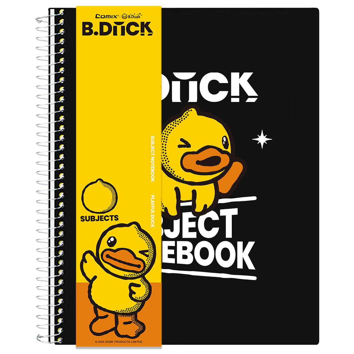 Comix 6-Pack 1 Subject Notebook with Plastic Cover, 70 Sheets 8.5" x 11" College Ruled Notebook with 1 Divider for Office/School/Home (Black,Blue,White,Green,Pink,Orange)
