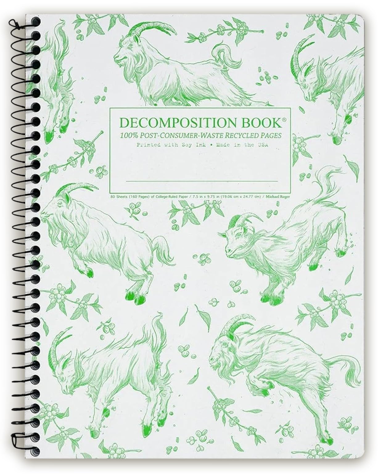 Decomposition Jellyfish College Ruled Spiral Notebook - 9.75 x 7.5 Journal with 160 Lined Pages - 100% Recycled Paper - Cute Notebooks for School Supplies, Home & Office - Made in USA