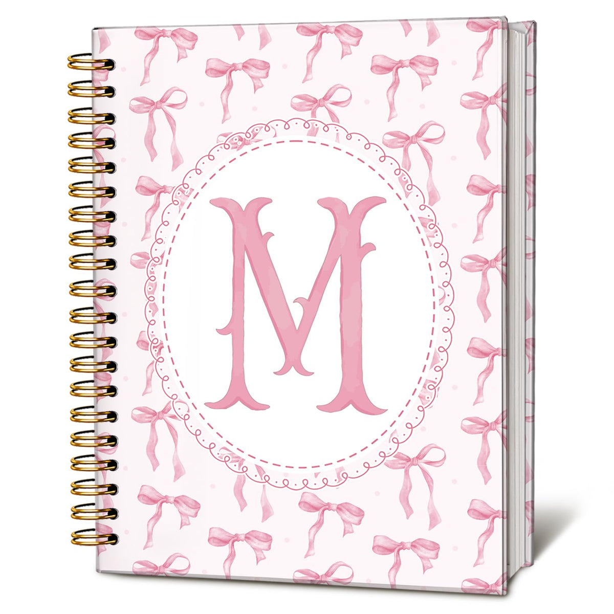 Cute Pink Bow Journal for Teen Girls & Women, Cute School Supplies - Cute Preppy Bow Stuff Birthday Gifts for Women Girls, Coquette Stuff Pink Bow Bible Hardcover Spiral Notebook 5.5x8.3
