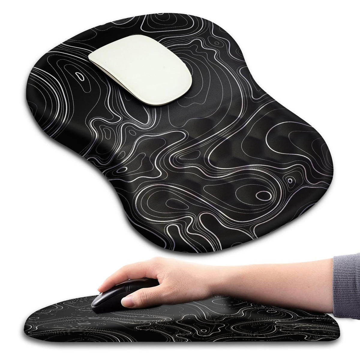 Mouse Pad Wrist Support, Ergonomic Mouse Pad with Massage Dot, Comfortable Computer Mouse Pad for Laptop, Wrist Rest Pain Relief Mousepad with Non-Slip PU Base for Office & Home, 12 x 8 in