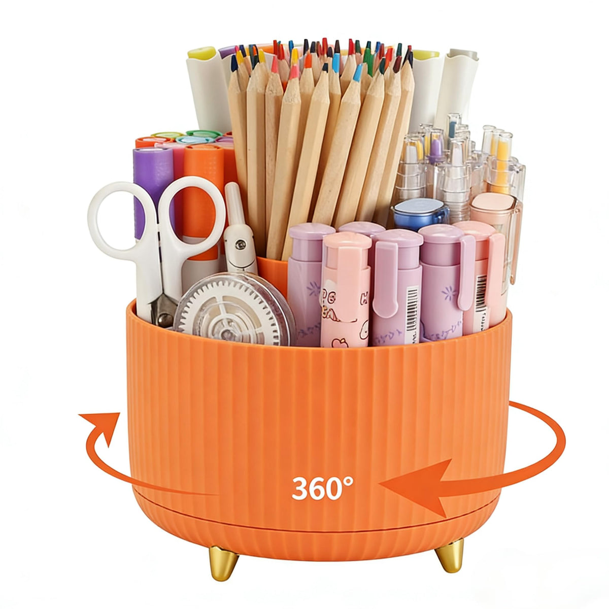 Camelmother 360°Rotating Pen&Pencil Holder For Desk With 5Slots Cute Office | Spacious Beautiful & Durable For Teachers Students Workers Easy Storage for Pens Stationery