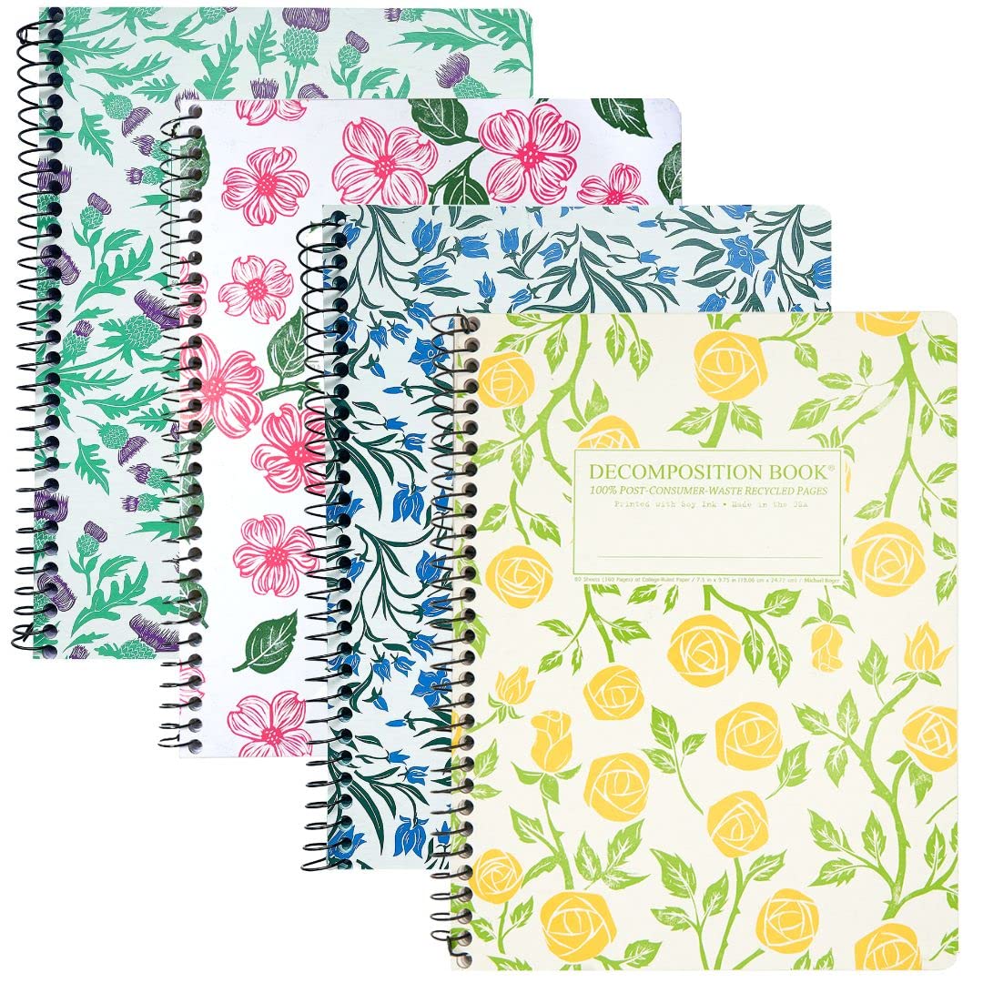 Decomposition Jellyfish College Ruled Spiral Notebook - 9.75 x 7.5 Journal with 160 Lined Pages - 100% Recycled Paper - Cute Notebooks for School Supplies, Home & Office - Made in USA