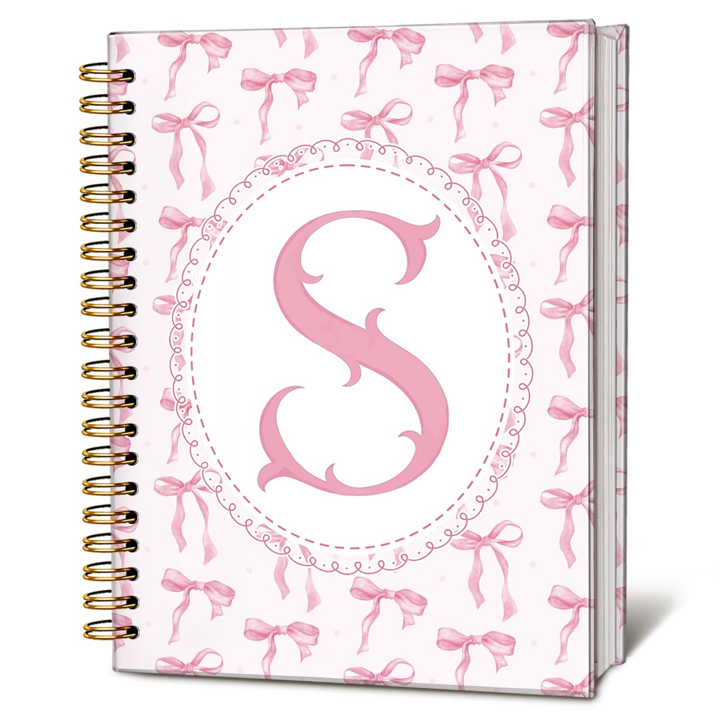 Cute Pink Bow Journal for Teen Girls & Women, Cute School Supplies - Cute Preppy Bow Stuff Birthday Gifts for Women Girls, Coquette Stuff Pink Bow Bible Hardcover Spiral Notebook 5.5x8.3