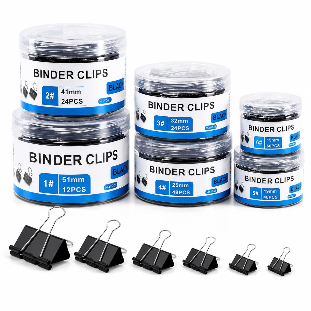 208PCS Binder Clips Assorted Sizes, Paper Clamps 6 Sizes, Office Supplies | Extra Large Medium Small Mini Micro, Meta Blinder Paper Clamps, for Office Supplies, Home, School
