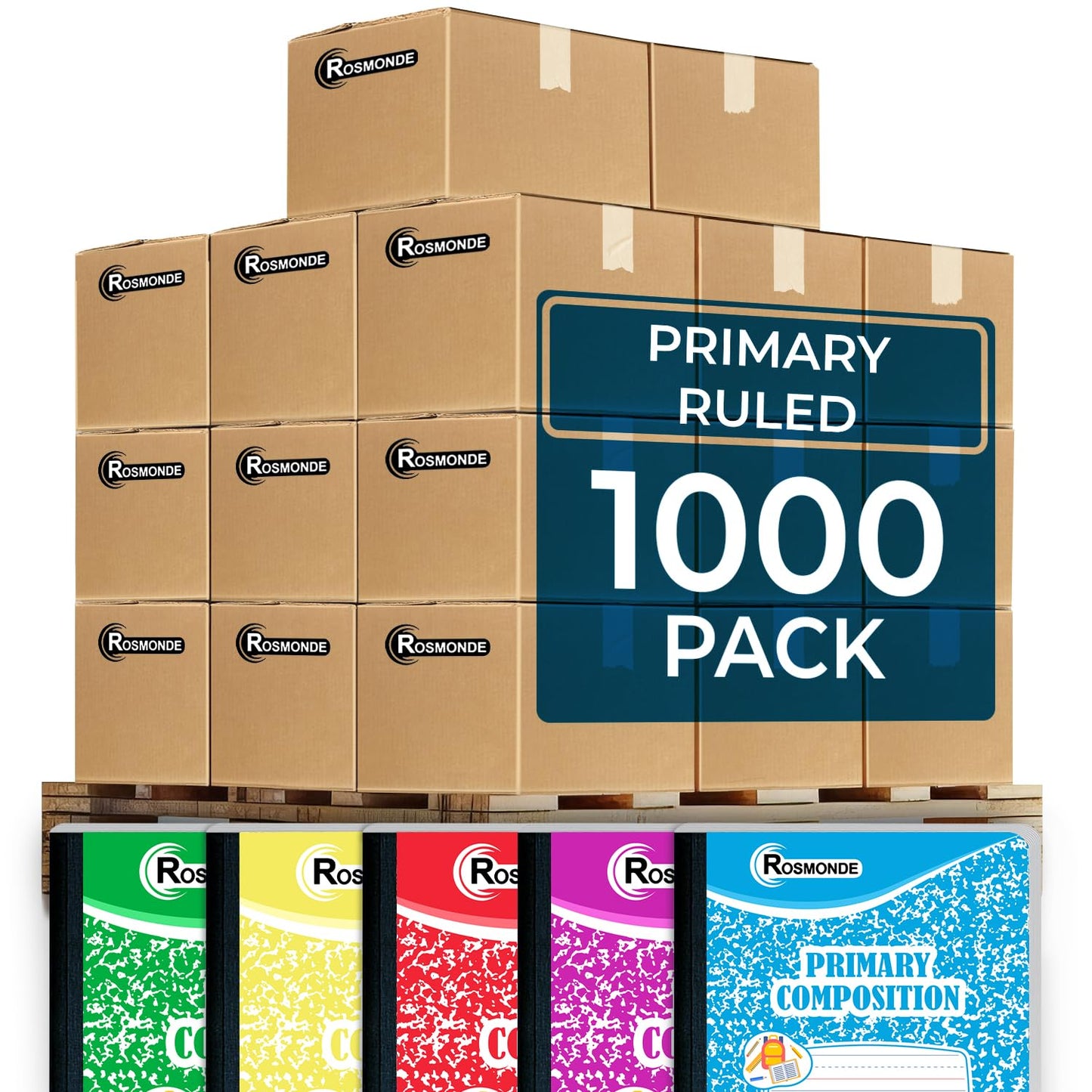 5 Pack Composition Notebooks Primary Ruled, Color Marble Notebooks | Writing Dotted Lined, Grades K-2 Writing Workbook, 200 Pages (100 Sheets), 9-3/4" x 7-1/2", Sewn Binding, Hardcover Notebooks