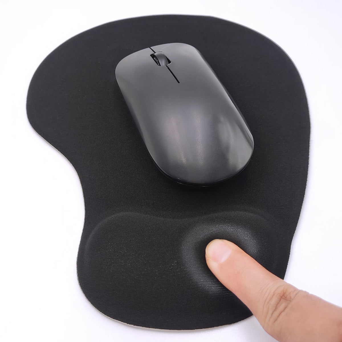 Ergonomic Mouse Pad with Wrist Rest, Gel Wrist Support Mousepad, Pain Relief Laptop Computer Mouse Pad, Non-Slip Mouse Pads for Office & Home (Black, 9.5 x 8.3 in)