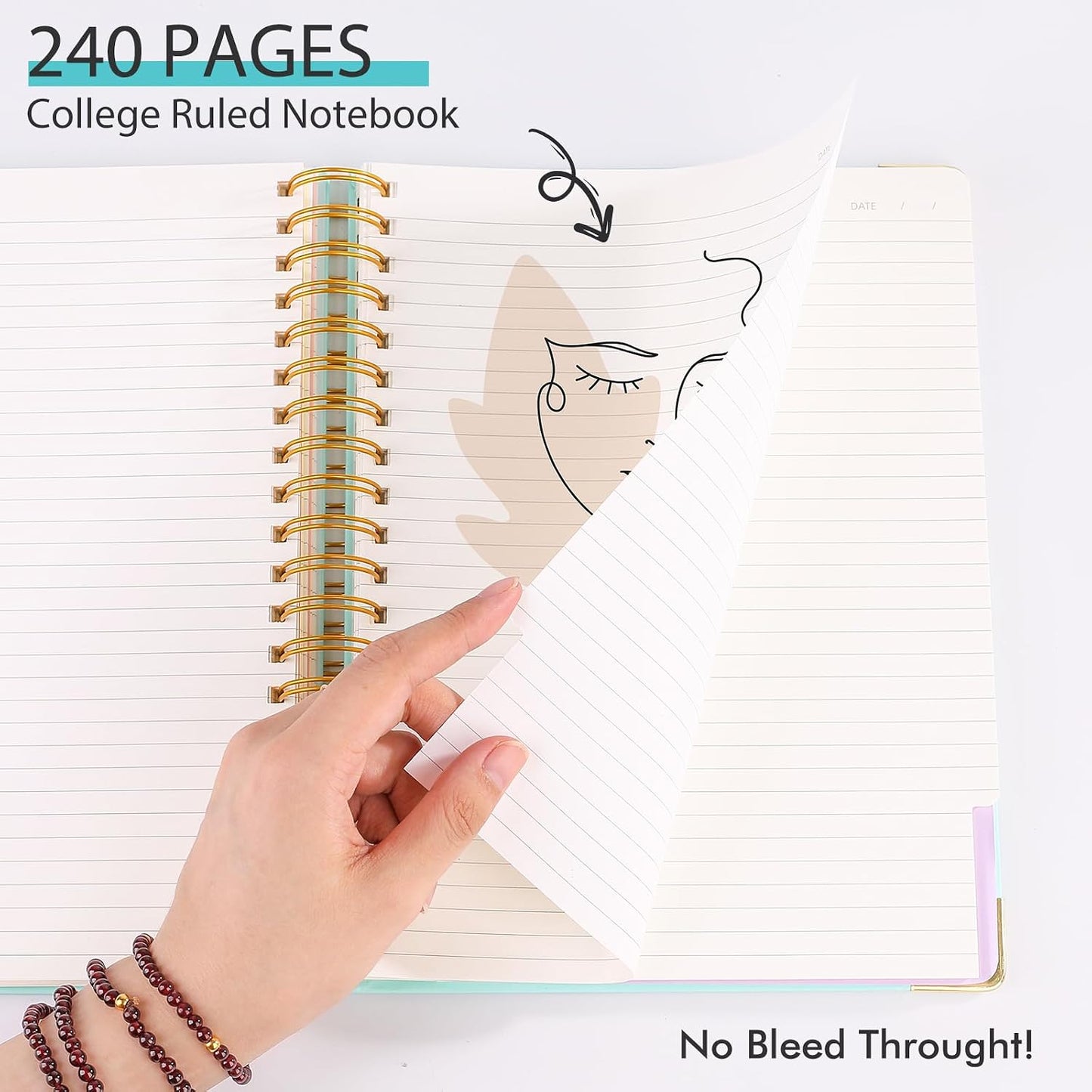 5 Subject Notebook with Dividers, Lined Spiral Journal, 7.6" x 10.5", Pink | 240 Page, B5 Aesthetic Writing Journals for Women, Hardcover Notebooks for Work Note Taking, College Essentials