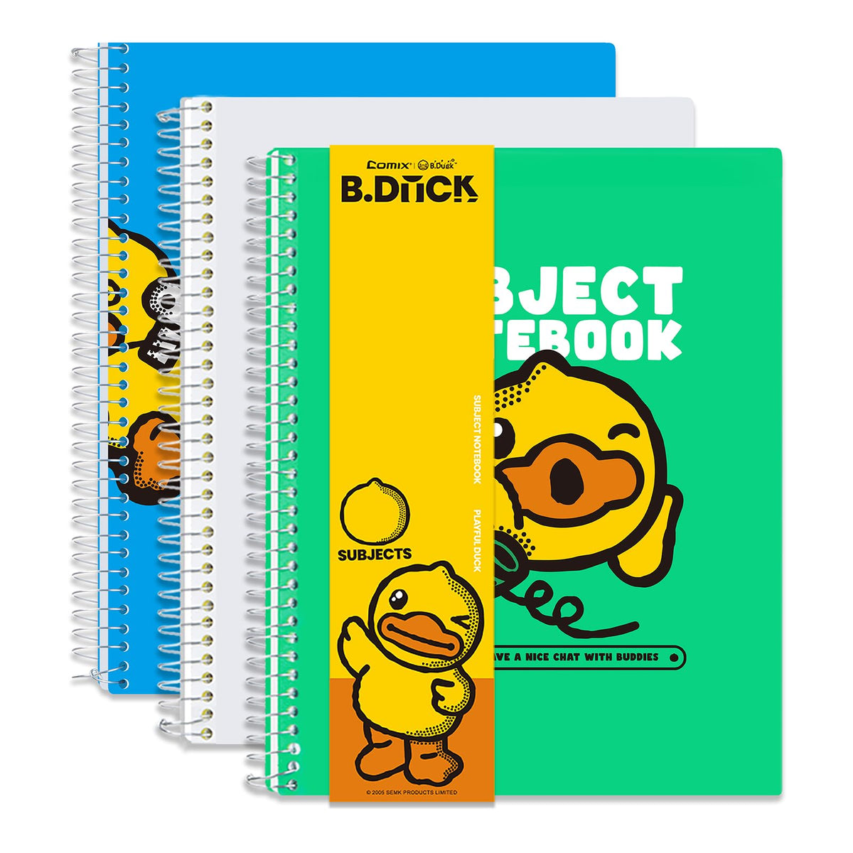 Comix Plastic Cover 1 Subject Notebook, Blue, White, Black | 70 Sheets, 8-1/2" x 11", College Ruled, 1 Divider, Office/School/Home