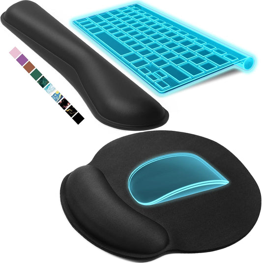 KTRIO Keyboard Wrist Rest & Mouse Pad with Wrist Rest, Black | Memory Foam Wrist Support, Ergonomic Design, Non-Slip Base, Office and Home Use