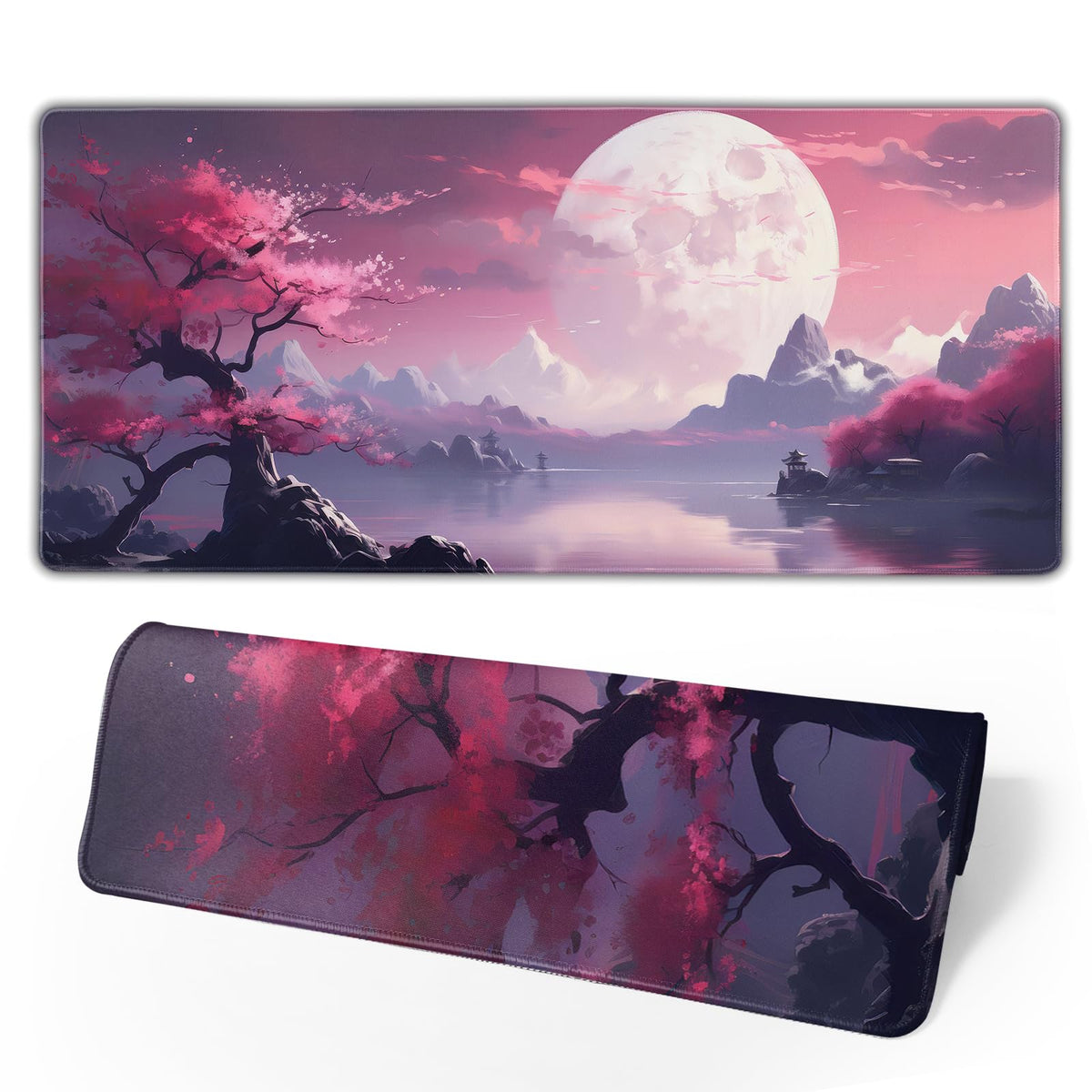Japanese Mouse Pad, Large Japanese Desk Mat, XL Anime Gaming Keyboard Mat, Non-Slip Rubber Base, Big Extended Desk Protector for Home Office, 31.5”x11.8”
