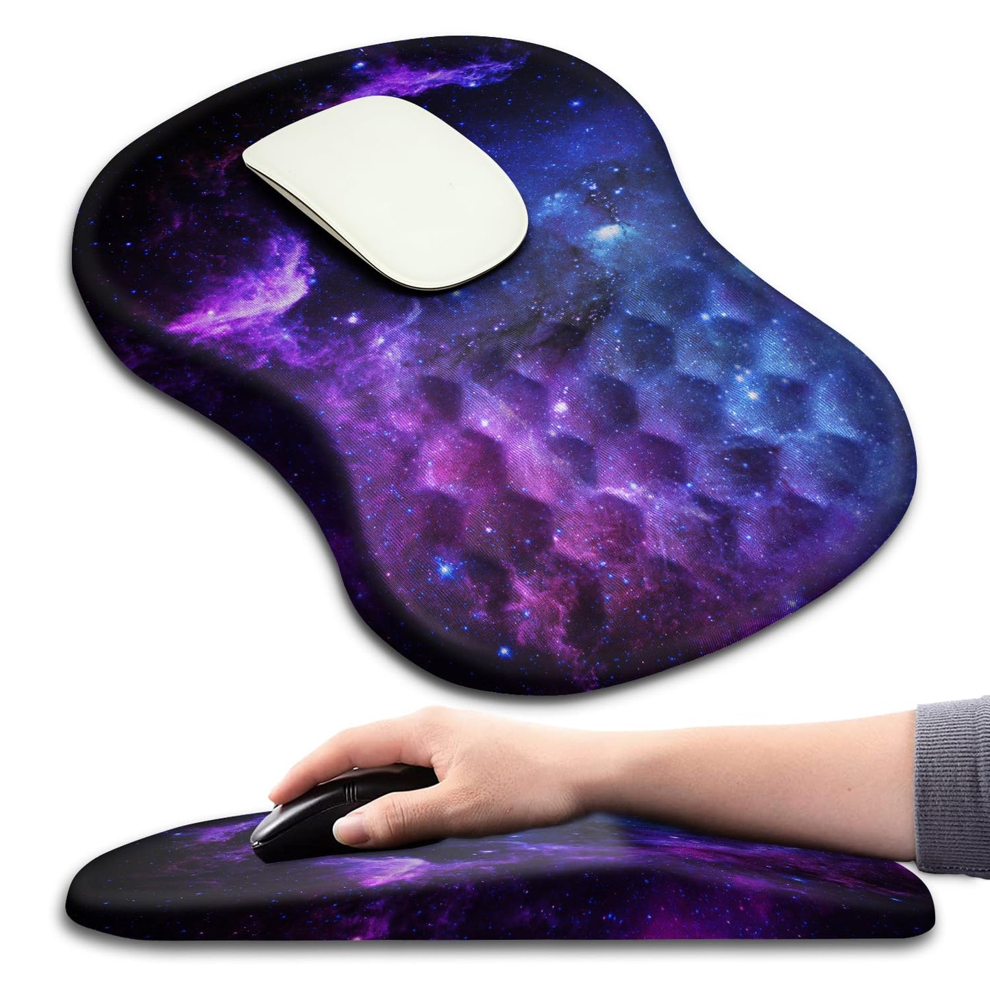 Hokafenle Ergonomic Mouse Pad Wrist Support with Massage Design, Wrist Rest Pain Relief Mousepad with Memory Foam&Non-Slip PU Base, Mouse Pads for Wireless Mouse & Desk (12x8 inch,Black)