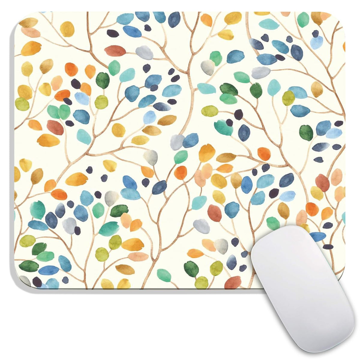 Square Mouse Pad Beautiful Flowers Plants, Personalized Premium-Textured Custom Mouse Mat Design, Washable Mousepad Cloth, Non-Slip Rubber Base Computer Mouse Pads for Wireless Mouse