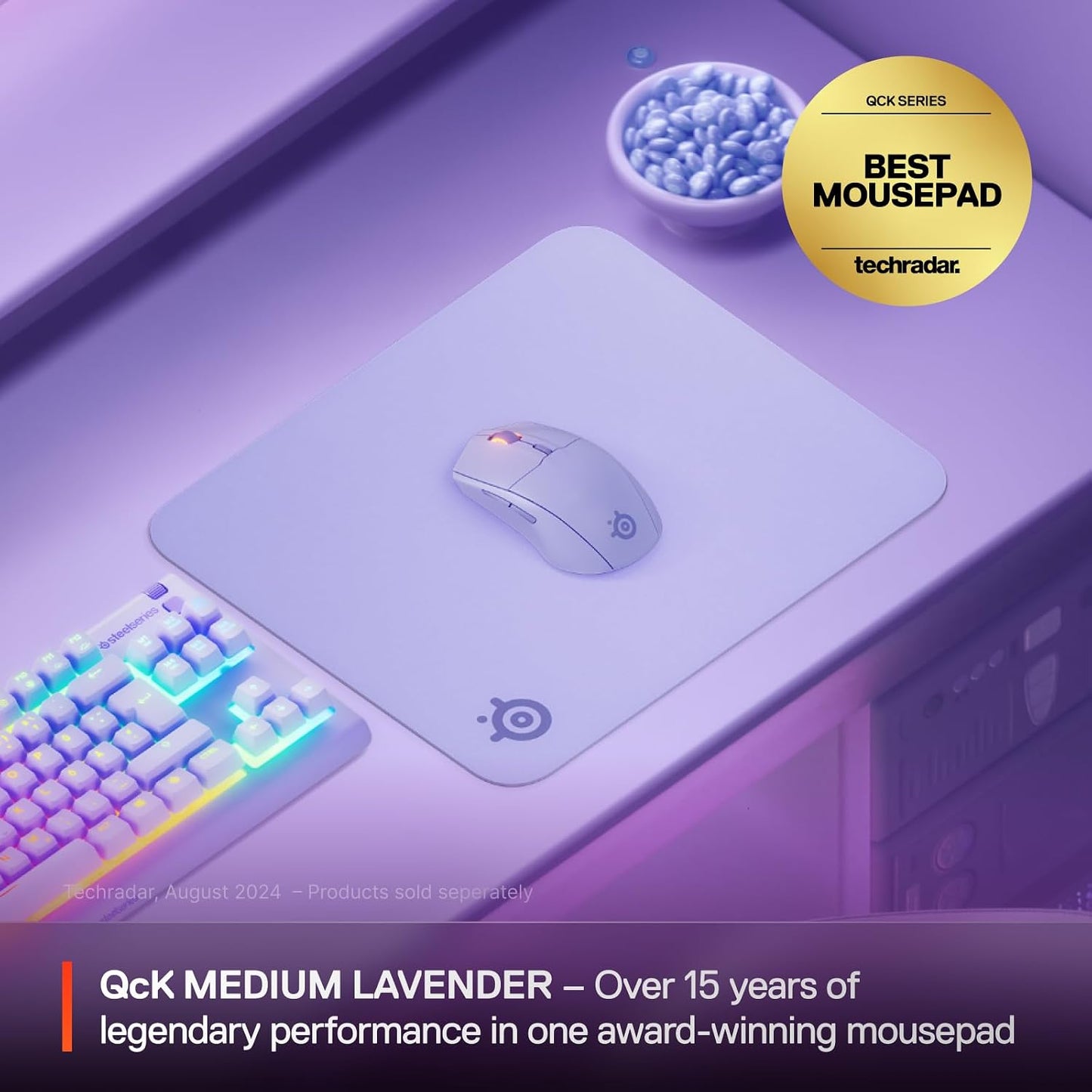 SteelSeries QcK Cloth Gaming Mouse Pad - Exclusive Micro-Woven Surface - Optimized for Gaming Sensors - Maximum Control - Size M - Lavender