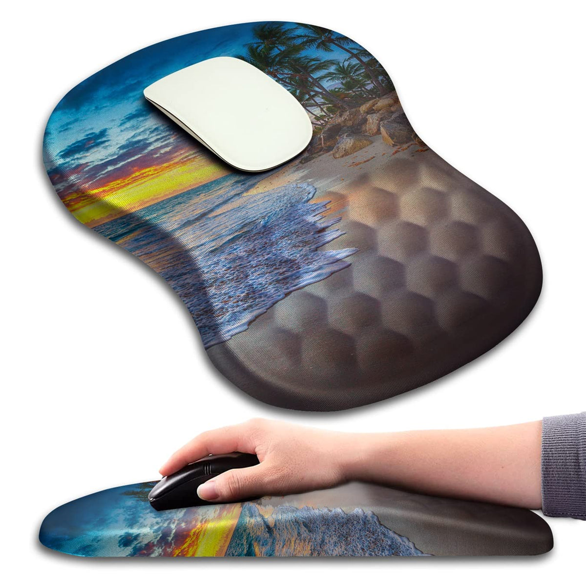 Mouse Pad Wrist Support, Ergonomic Mouse Pad with Massage Dot, Comfortable Computer Mouse Pad for Laptop, Wrist Rest Pain Relief Mousepad with Non-Slip PU Base for Office & Home, 12 x 8 in